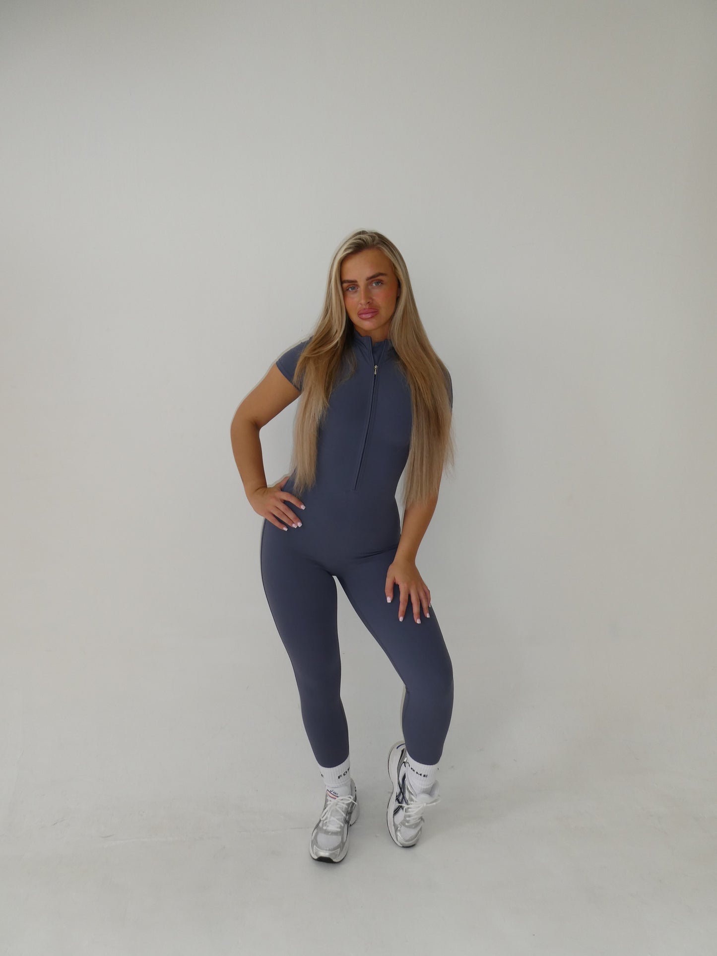 Forme Essential Zip Jumpsuit – Slate Blue
