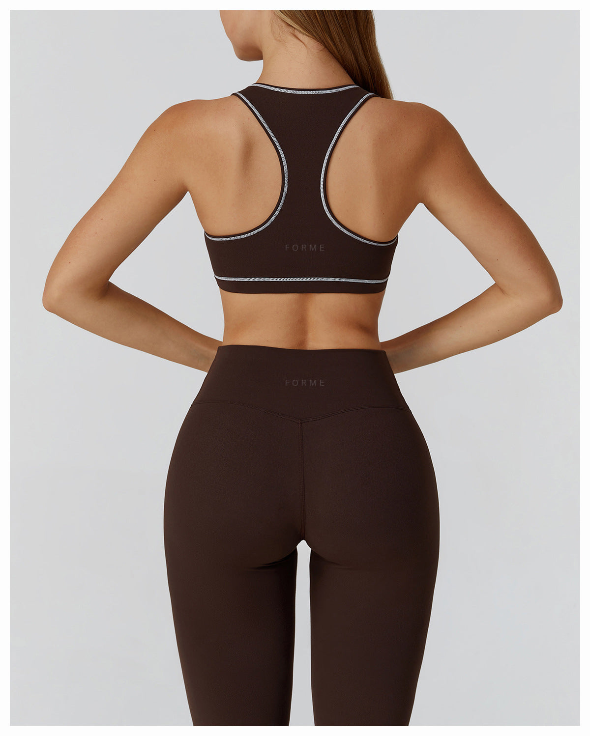 The Off-Duty Leggings – Chocolate with White Piping