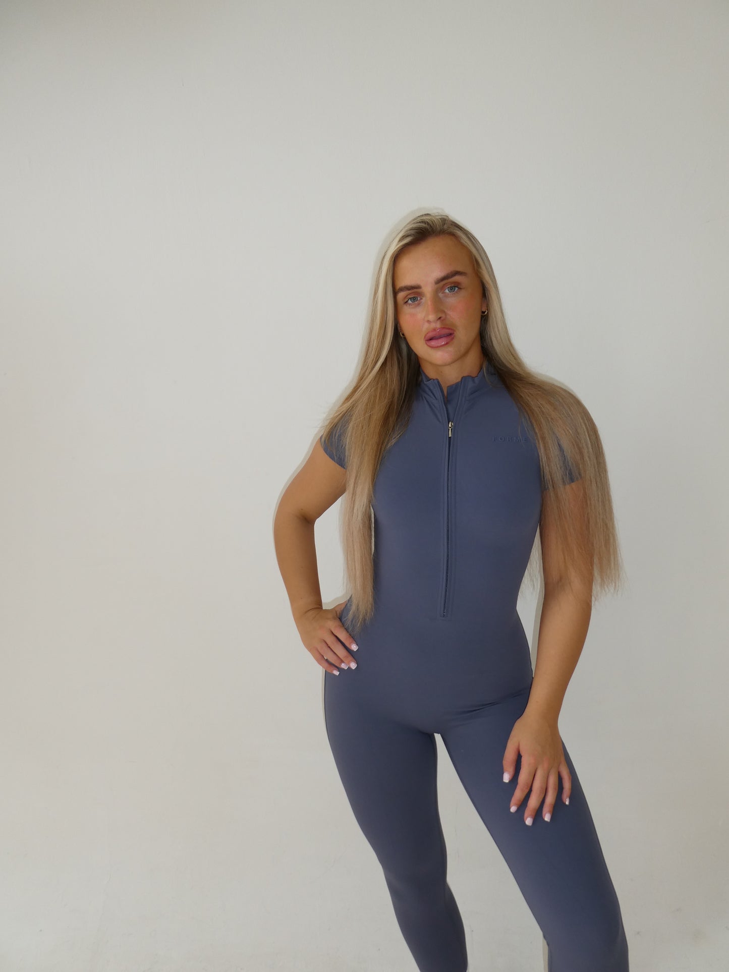 Forme Essential Zip Jumpsuit – Slate Blue