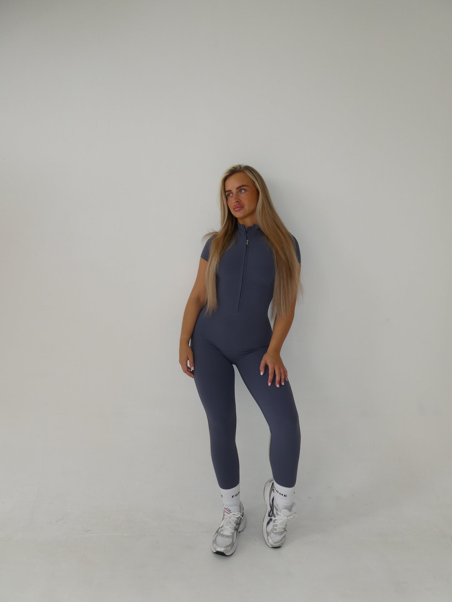 Forme Essential Zip Jumpsuit – Slate Blue