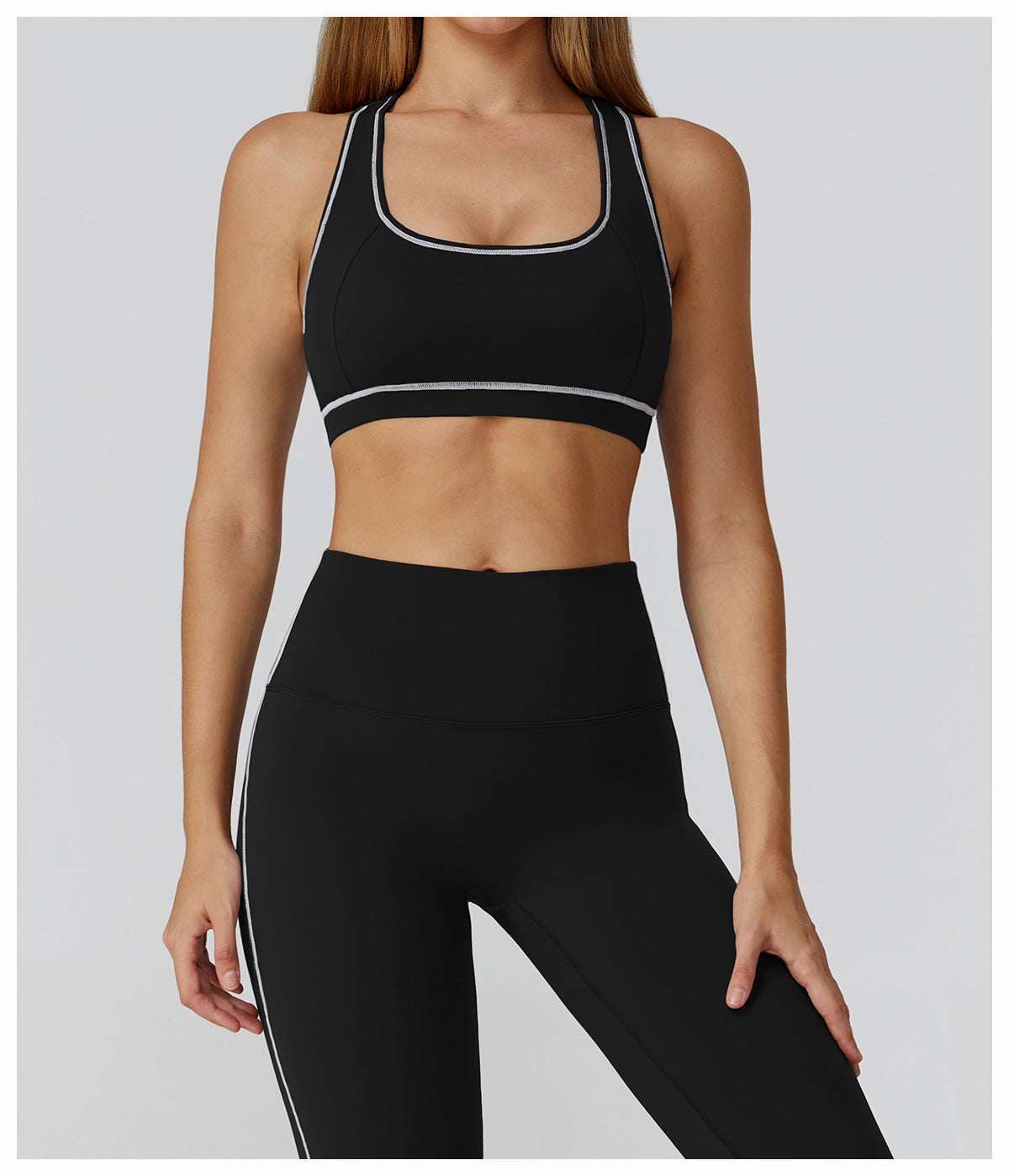 The Off-Duty Bra – Black with White Piping