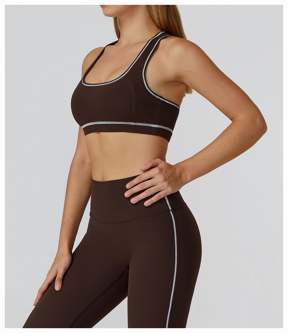 The Off-Duty Bra – Chocolate with White Piping