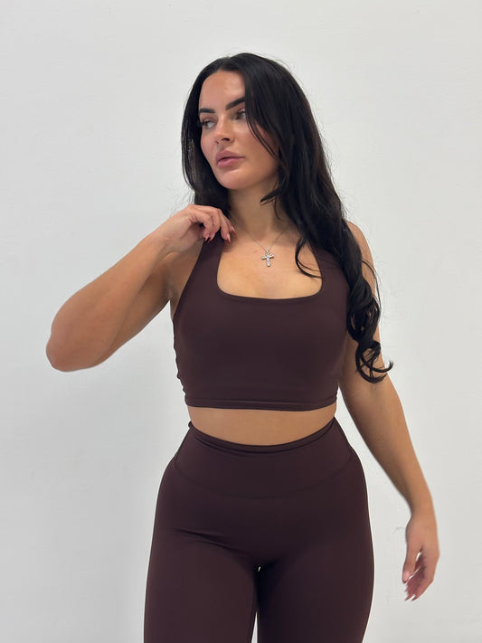 Forme Essential Halterneck Crop – Chocolate
