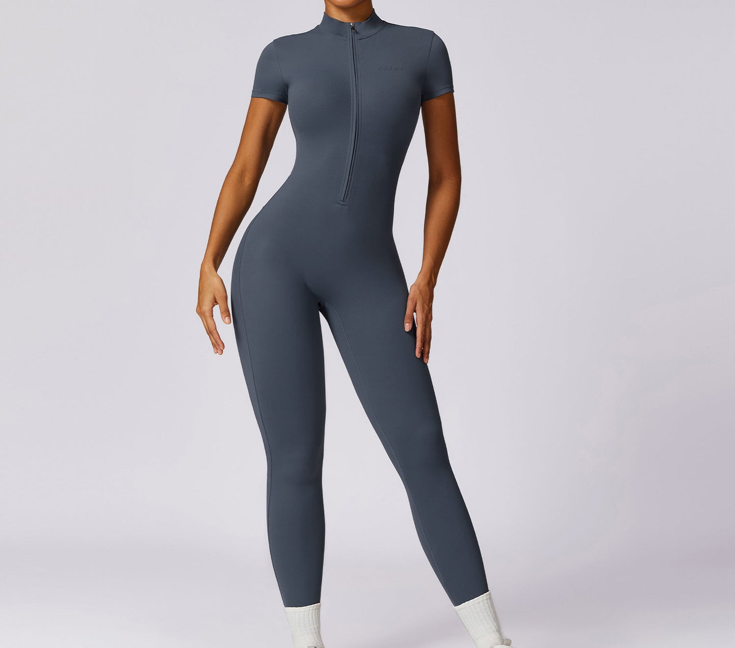 Forme Essential Zip Jumpsuit – Slate Blue