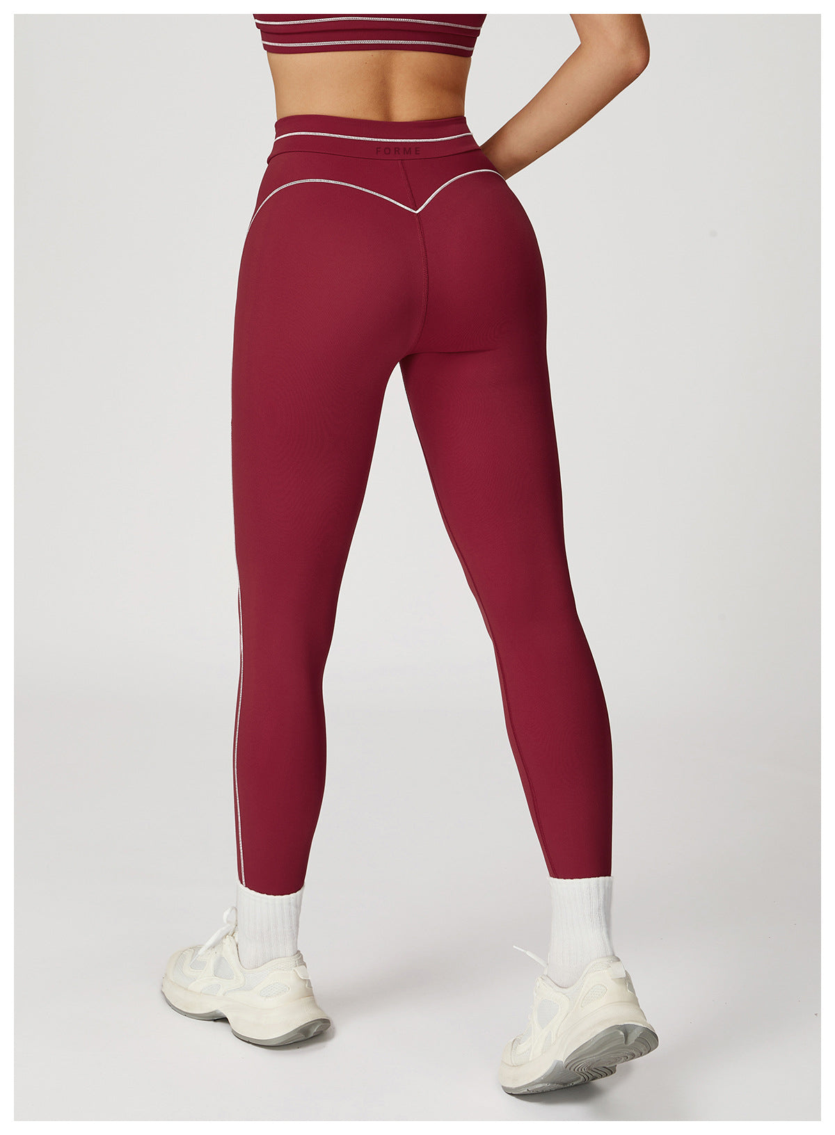 The Off-Duty Leggings – Cherry with White Piping