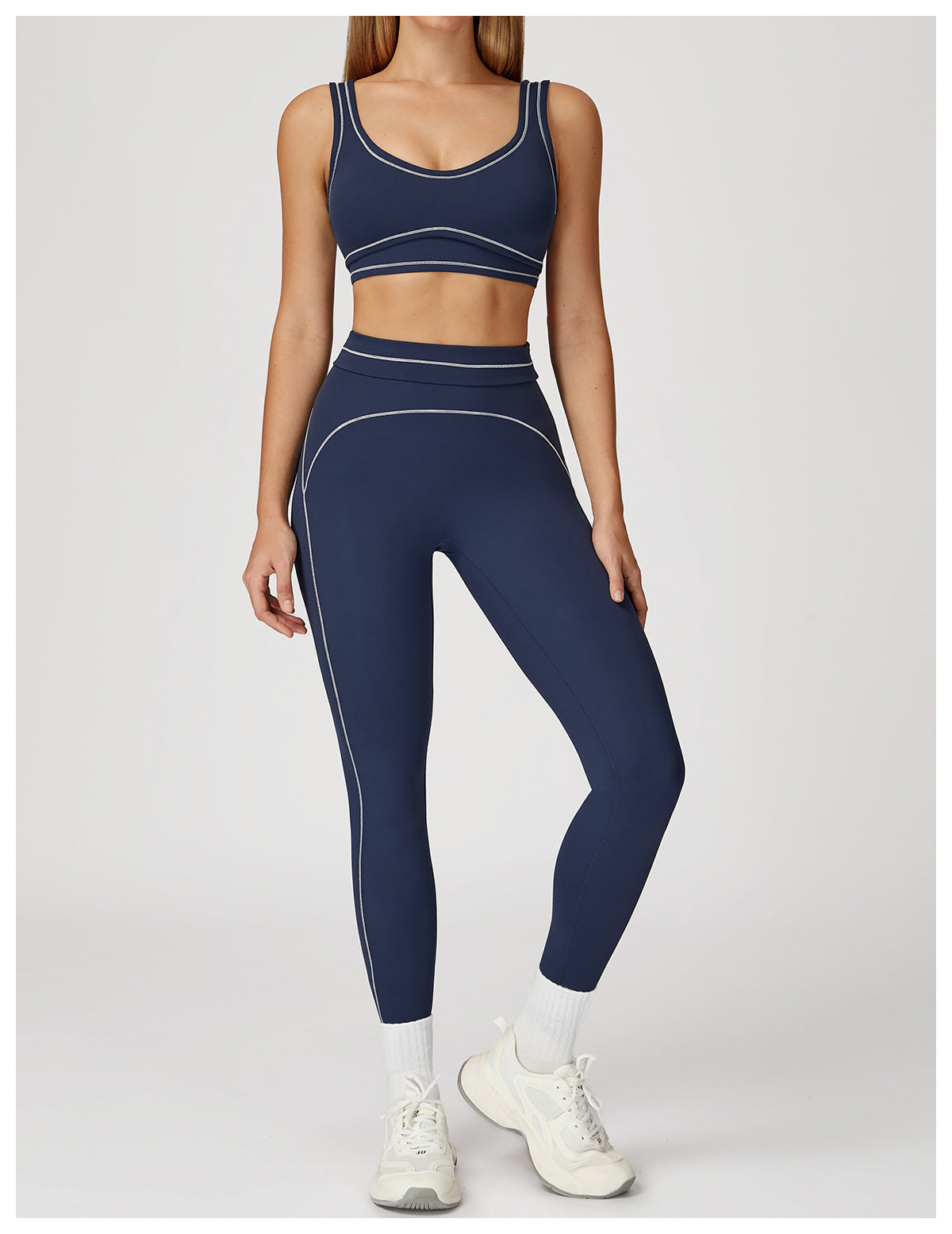 The Off-Duty Leggings – Dusk Blue with White Piping