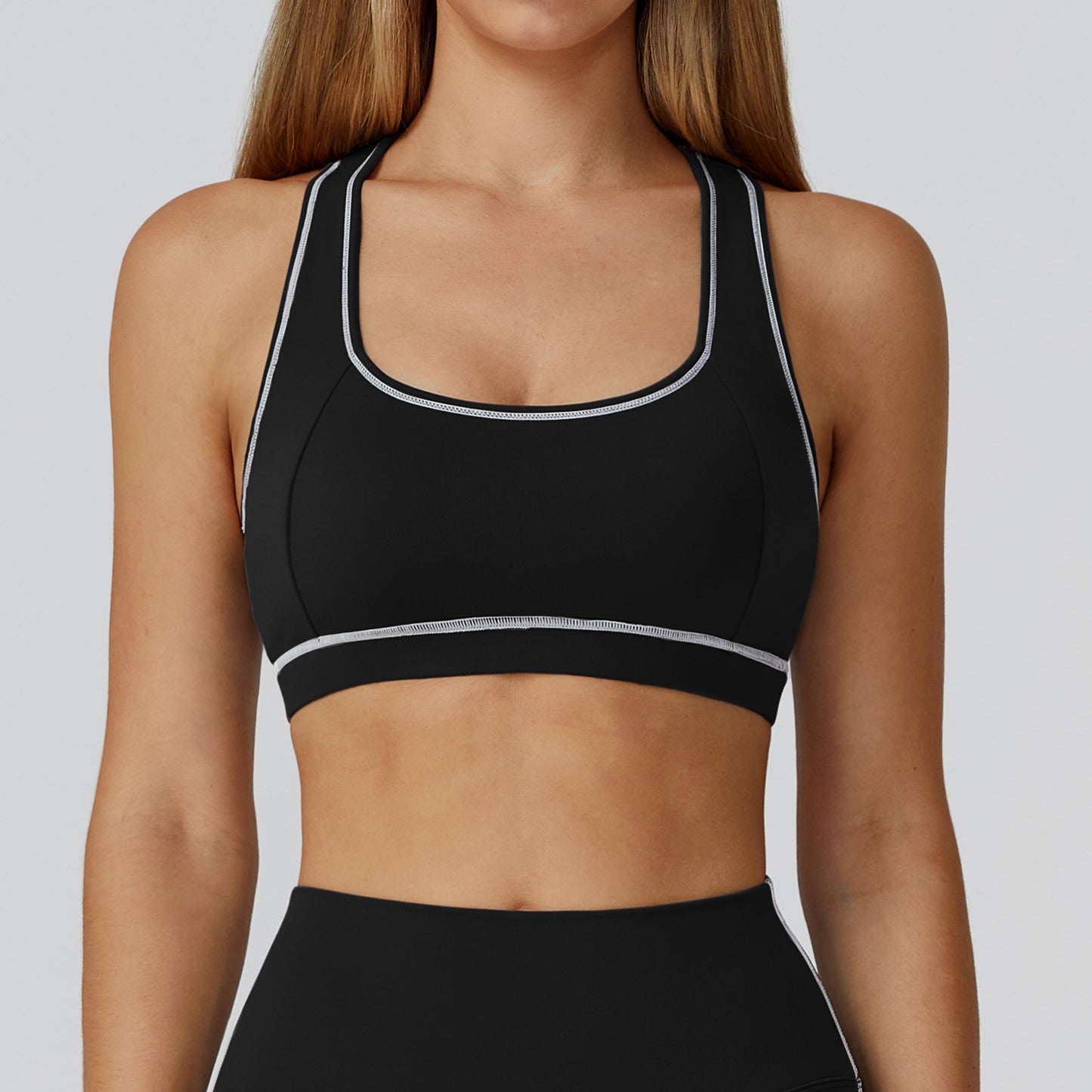 The Off-Duty Bra – Black with White Piping