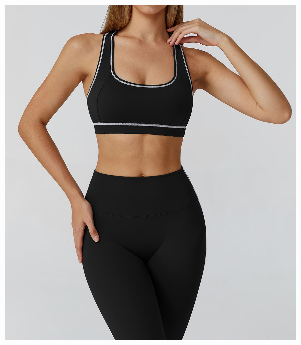 The Off-Duty Bra – Black with White Piping