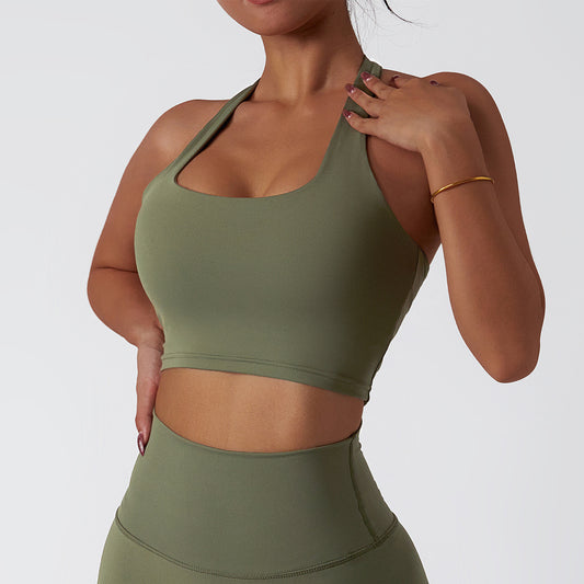 Forme Essential Halterneck Crop – Sage