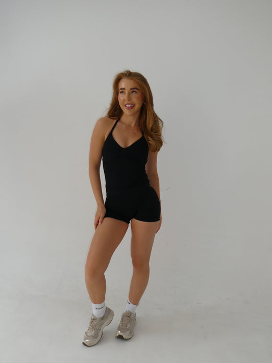 Forme Halterneck Shorts Set – Black