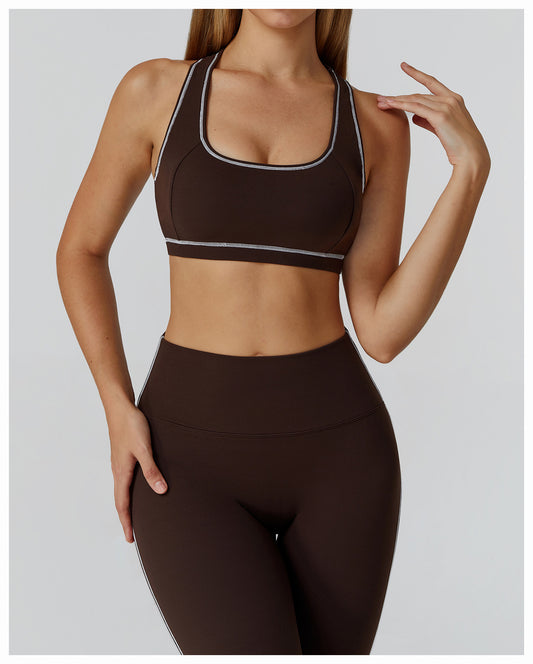 The Off-Duty Bra – Chocolate with White Piping